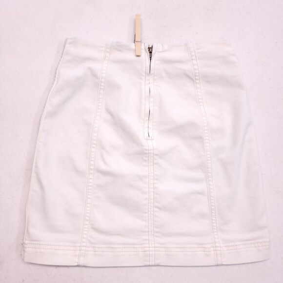 People Tree Zip Up Casual Light Wash Skirt Womens Size 2 White - Picture 4 of 7